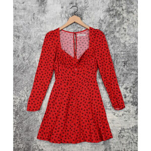 Reformation Red and Black Floral Mini Dress